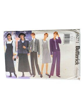 Butterick Misses Dress Jacket Pant Sewing Pattern Size 8 10 12 6271 Uncut